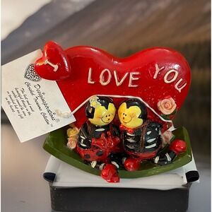 Designspirations Ladybug Love Heart Figurine Cherished Treasures Valentine Decor